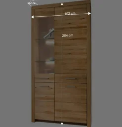 Wohnen Vitrinen<102x204x40 cm Wohnzimmer Holzschrank aus Wildeiche - Loitons