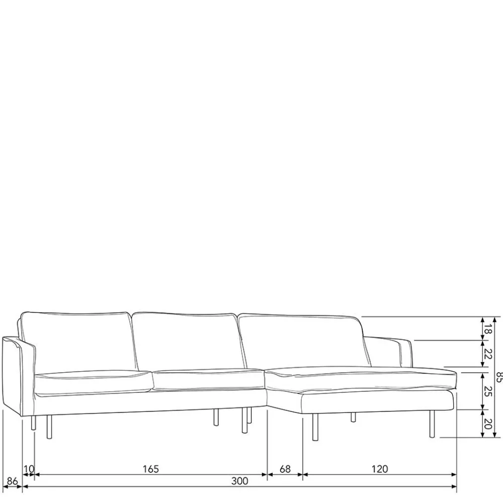 Wohnen Sofas<300x85x155 Couch über Eck mit vier Plätzen - Nustra