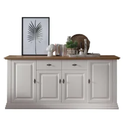 Wohnen Sideboards<202x91x45 Country Anrichte in Weiß & Eiche - Henry
