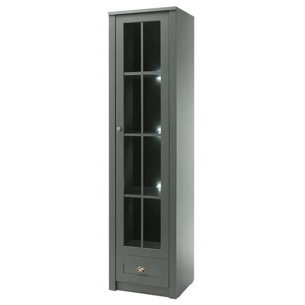 Wohnen Vitrinen<50x197x43 Country Vitrine in Dunkelgrün - Niestov