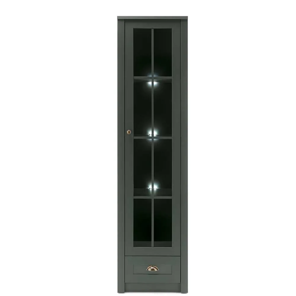 Wohnen Vitrinen<50x197x43 Country Vitrine in Dunkelgrün - Niestov