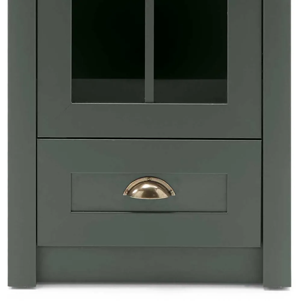 Wohnen Vitrinen<50x197x43 Country Vitrine in Dunkelgrün - Niestov