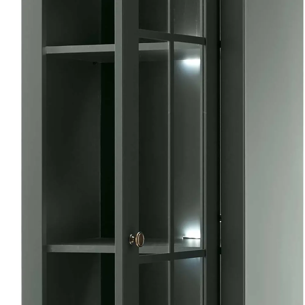 Wohnen Vitrinen<50x197x43 Country Vitrine in Dunkelgrün - Niestov