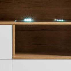 Wohnen Highboards<99x135x40 Design Highboard in Weiß & Eiche - Rucian