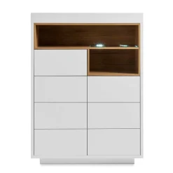 Wohnen Highboards<99x135x40 Design Highboard in Weiß & Eiche - Rucian
