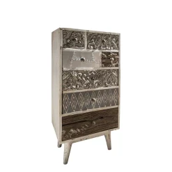 Wohnen Kommoden<55x105x40 Design Hochkommode mit sieben Schubladen - Moonshine