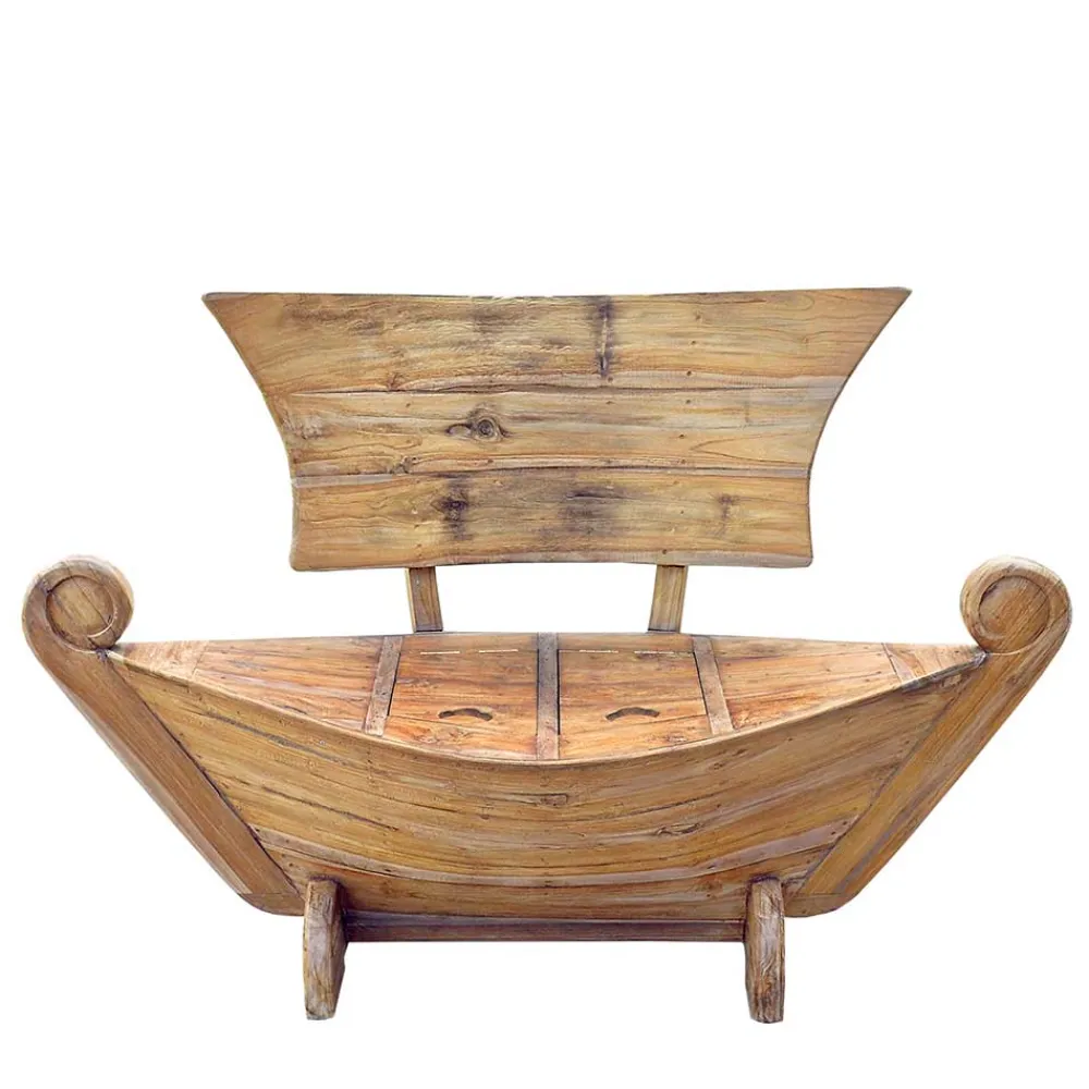 Wohnen Sitzbank<145x99x65 Design Holzbank in Boot Optik - Teako