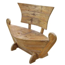 Wohnen Sitzbank<145x99x65 Design Holzbank in Boot Optik - Teako