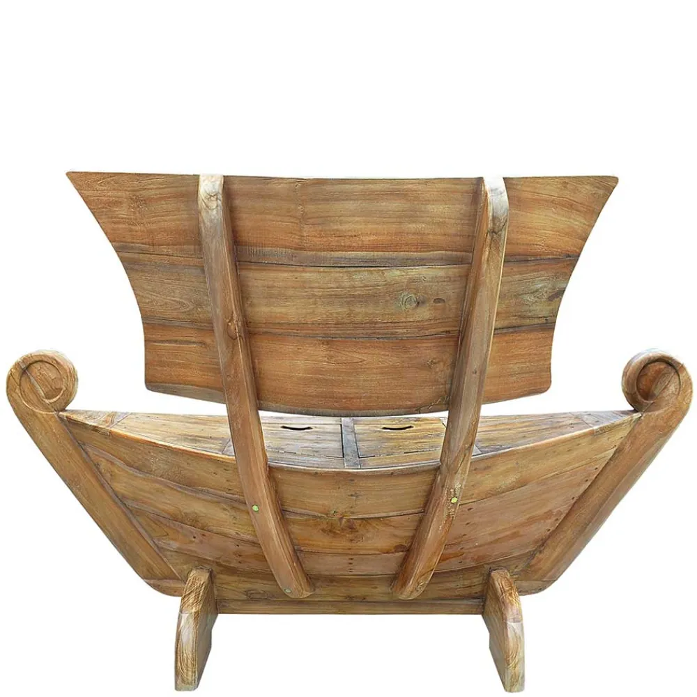 Wohnen Sitzbank<145x99x65 Design Holzbank in Boot Optik - Teako