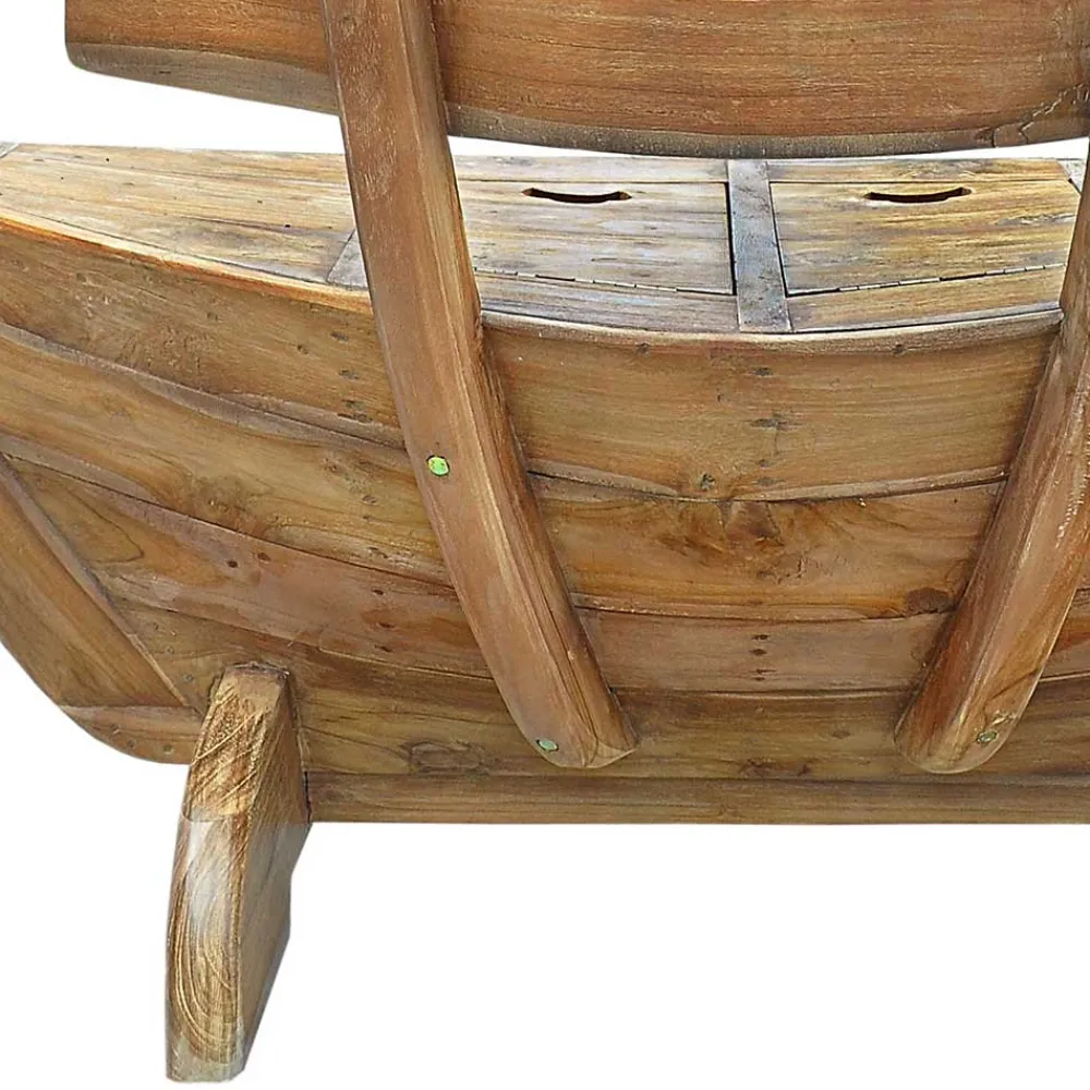 Wohnen Sitzbank<145x99x65 Design Holzbank in Boot Optik - Teako