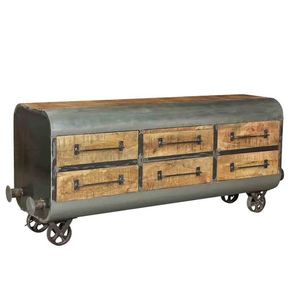 Wohnen Sideboards<150x66x43 Design Kommode im Zugwaggon Look - Bahiro