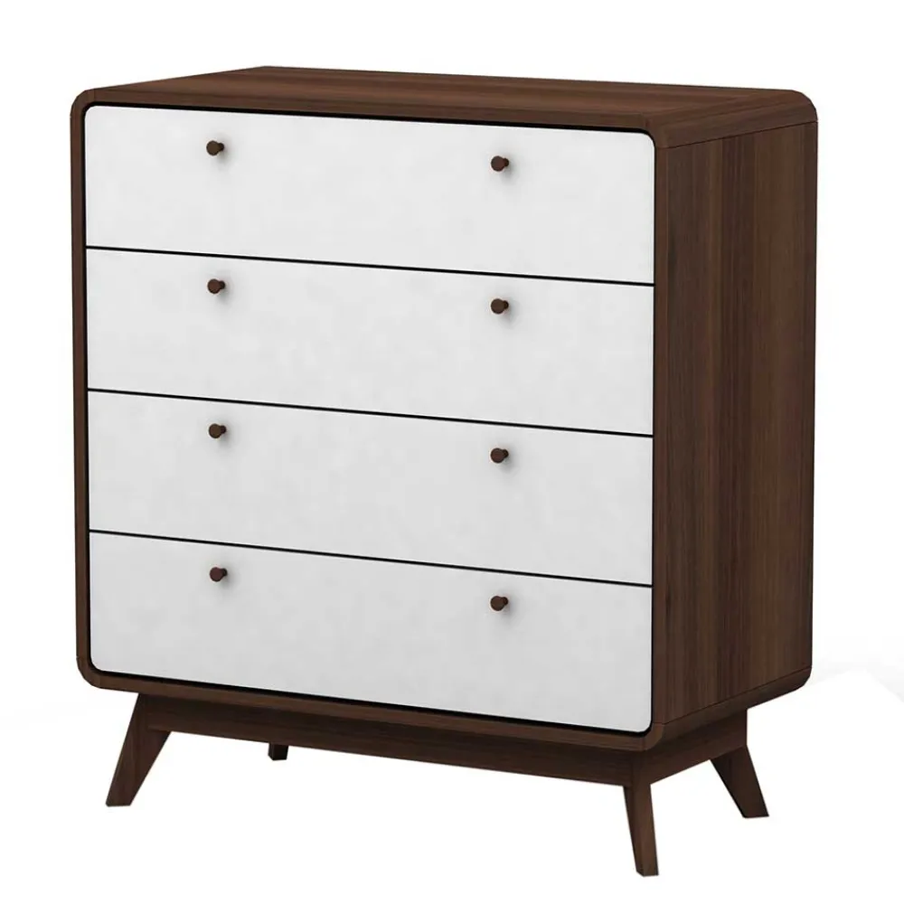 Wohnen Kommoden<80x88x39 Design Kommode in Weiß & Walnuss - Devkan