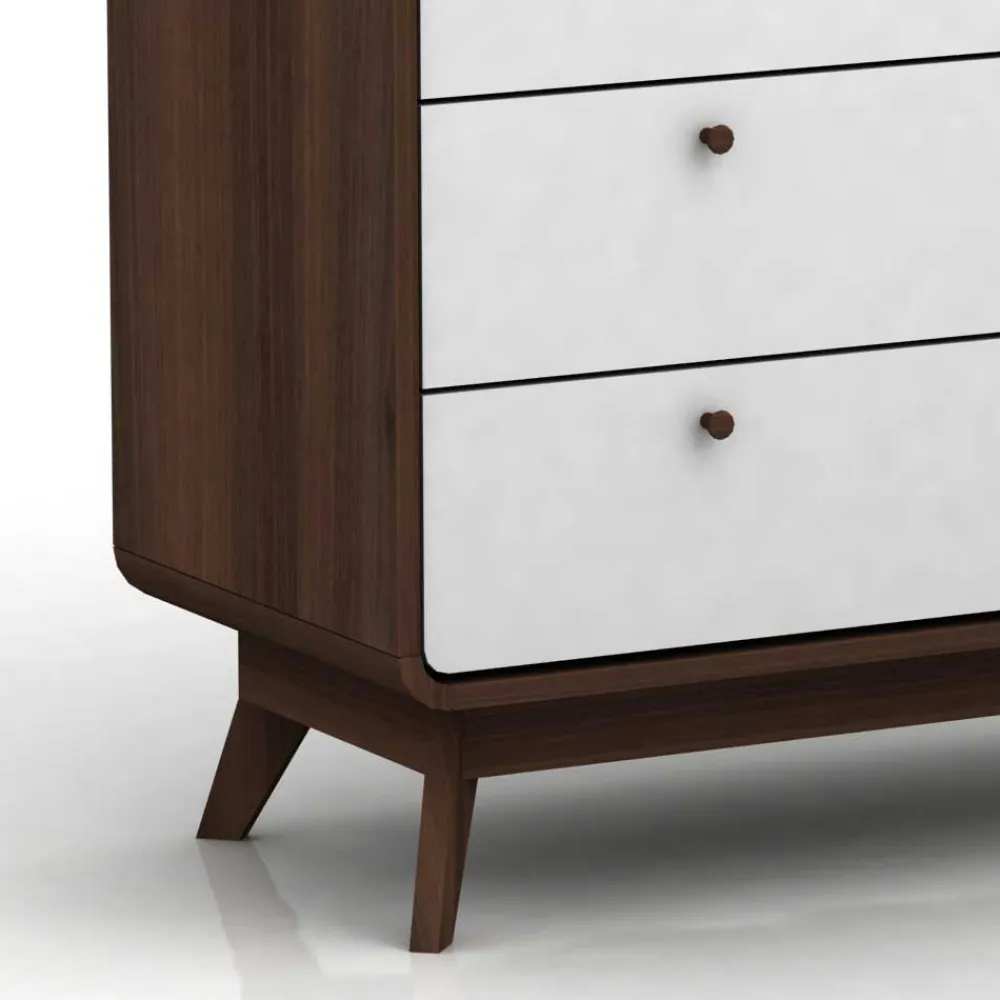 Wohnen Kommoden<80x88x39 Design Kommode in Weiß & Walnuss - Devkan