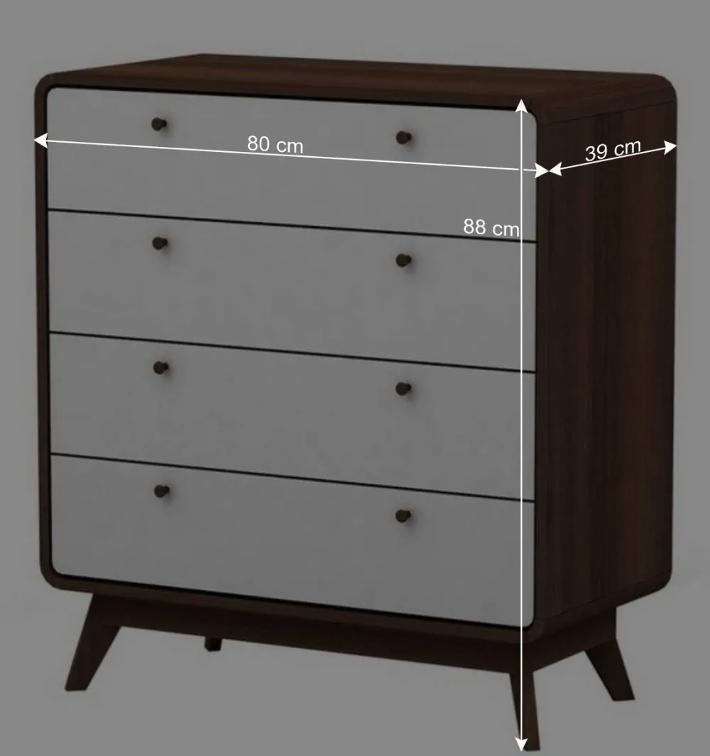 Wohnen Kommoden<80x88x39 Design Kommode in Weiß & Walnuss - Devkan