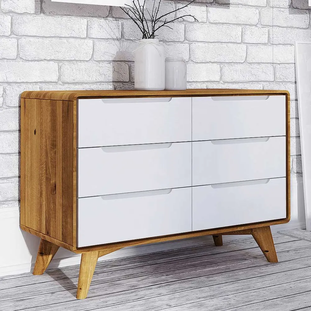 Wohnen Tv & Hifi-Möbel|Lowboards<90x63x40 Design Kommode mit sechs Schubladen - Diesta