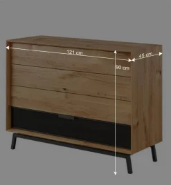 Wohnen Sideboards<121x90x45 Design Kommode mit vier Schubladen - Fabiella