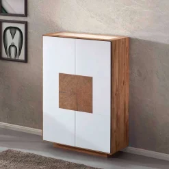 Wohnen Kommoden<72x112x37 Design Schrank mit Glas Deckel - Mandrey