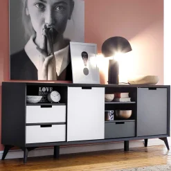 Wohnen Sideboards<180x73x40 Design Sideboard in Grau & Weiß - Vadids