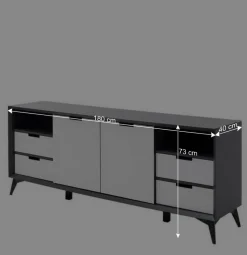 Wohnen Sideboards<180x73x40 Design Sideboard in Grau & Weiß - Vadids