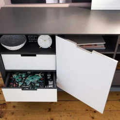 Wohnen Sideboards<180x73x40 Design Sideboard in Grau & Weiß - Vadids