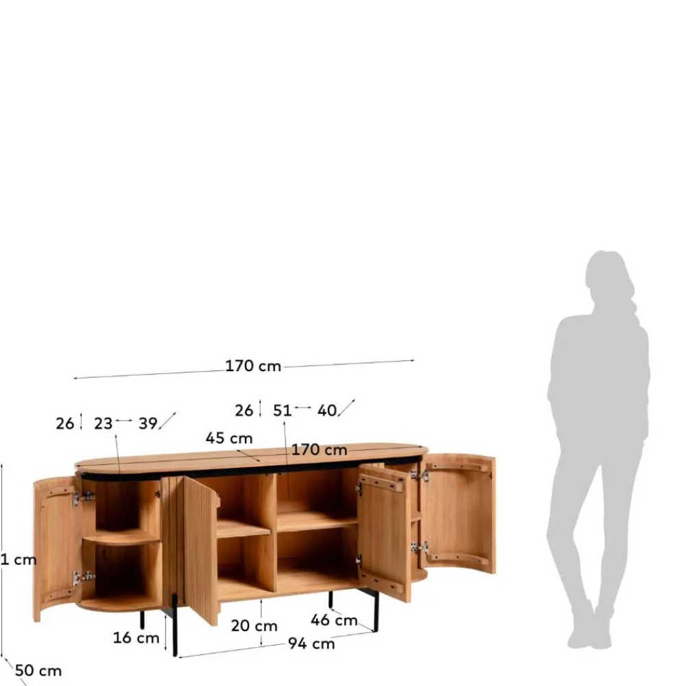Wohnen Sideboards<170x81x50 Design Sideboard in ovaler Form - Ilvenda