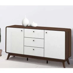 Wohnen Sideboards<140x76x39 Design Sideboard in Weiß & Walnuss - Devkan