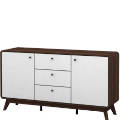 Wohnen Sideboards<140x76x39 Design Sideboard in Weiß & Walnuss - Devkan
