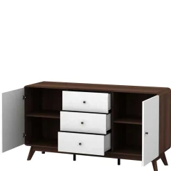 Wohnen Sideboards<140x76x39 Design Sideboard in Weiß & Walnuss - Devkan