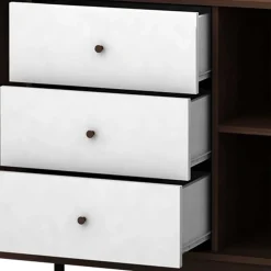 Wohnen Sideboards<140x76x39 Design Sideboard in Weiß & Walnuss - Devkan