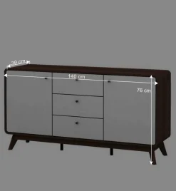 Wohnen Sideboards<140x76x39 Design Sideboard in Weiß & Walnuss - Devkan