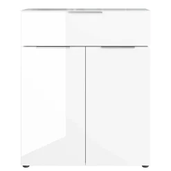 Wohnen Kommoden<83x101x42 Design Vertiko in Weiß mit Glas - Soraga