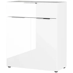 Wohnen Kommoden<83x101x42 Design Vertiko in Weiß mit Glas - Soraga