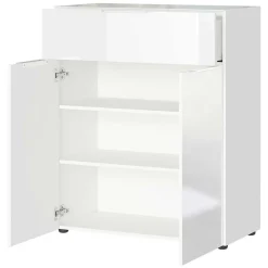 Wohnen Kommoden<83x101x42 Design Vertiko in Weiß mit Glas - Soraga