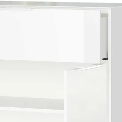 Wohnen Kommoden<83x101x42 Design Vertiko in Weiß mit Glas - Soraga