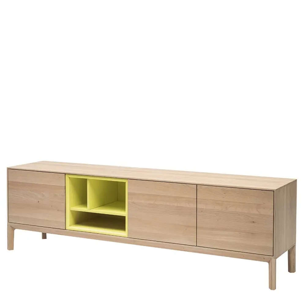 Wohnen Tv & Hifi-Möbel|Lowboards<205x63x40 Designer Lowboard in Eiche Bianco & Gelb - Enifra