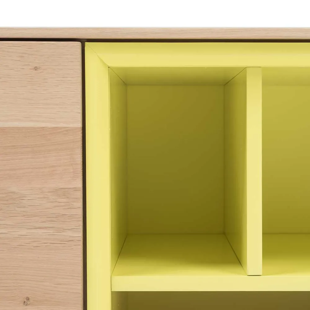 Wohnen Tv & Hifi-Möbel|Lowboards<205x63x40 Designer Lowboard in Eiche Bianco & Gelb - Enifra