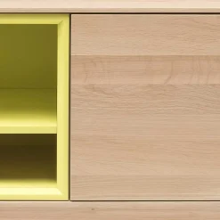 Wohnen Tv & Hifi-Möbel|Lowboards<205x63x40 Designer Lowboard in Eiche Bianco & Gelb - Enifra