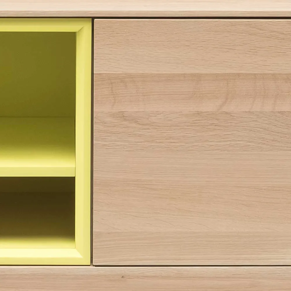 Wohnen Tv & Hifi-Möbel|Lowboards<205x63x40 Designer Lowboard in Eiche Bianco & Gelb - Enifra