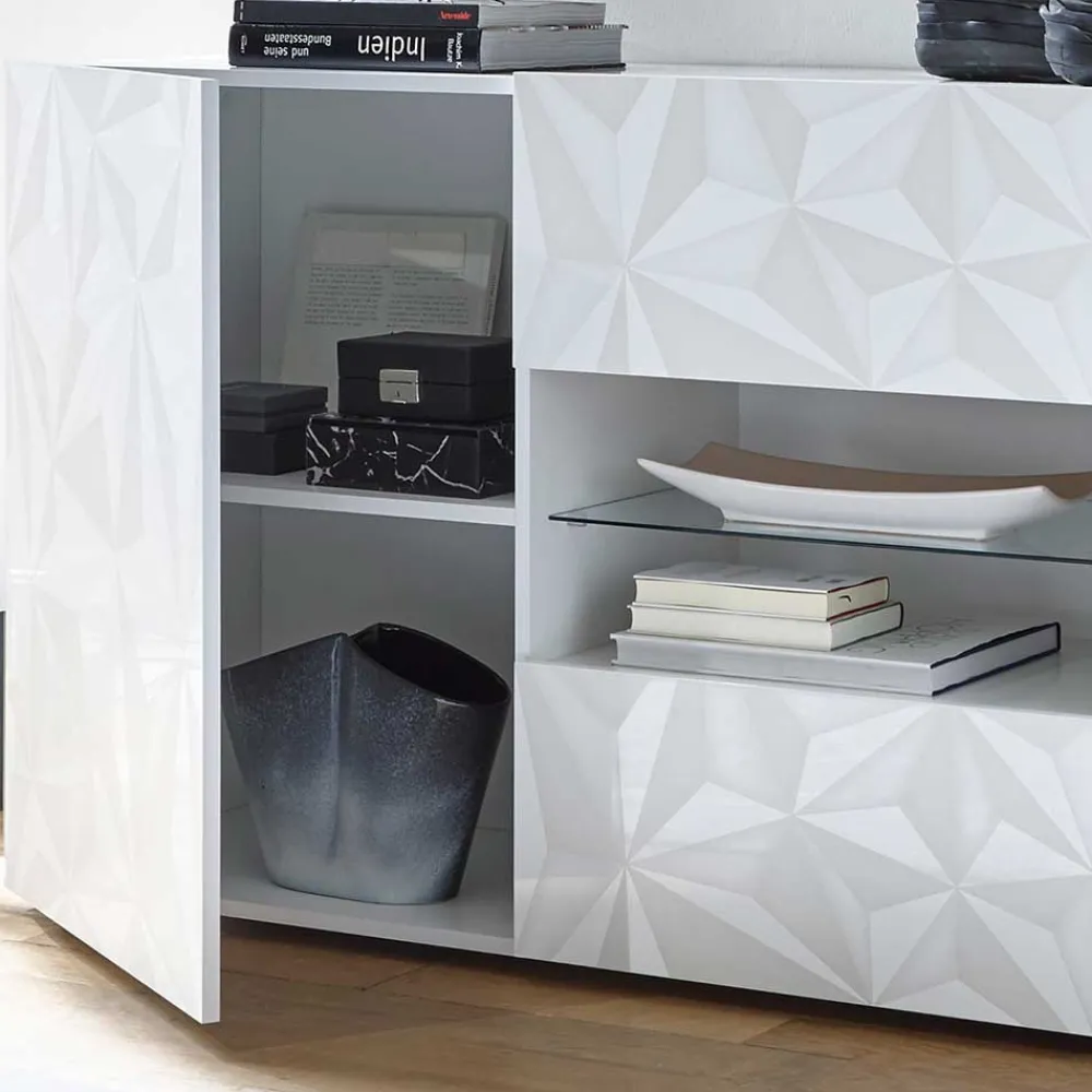 Wohnen Sideboards<181x84x42 Designer-Sideboard in Glänzend-Weiß - Vovasoma