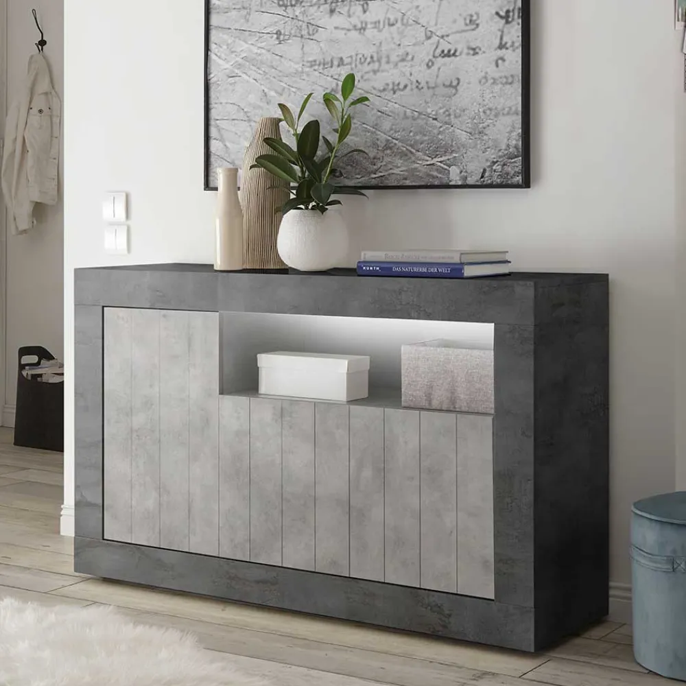 Wohnen Sideboards<138x86x43 Design-Kommode in Grau zweifarbig - Casmas