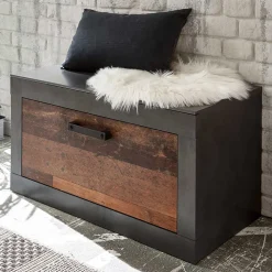 Wohnen Sitzbank<80x44x42 Dielenbank mit Klappe & Sockelgestell - Timuras