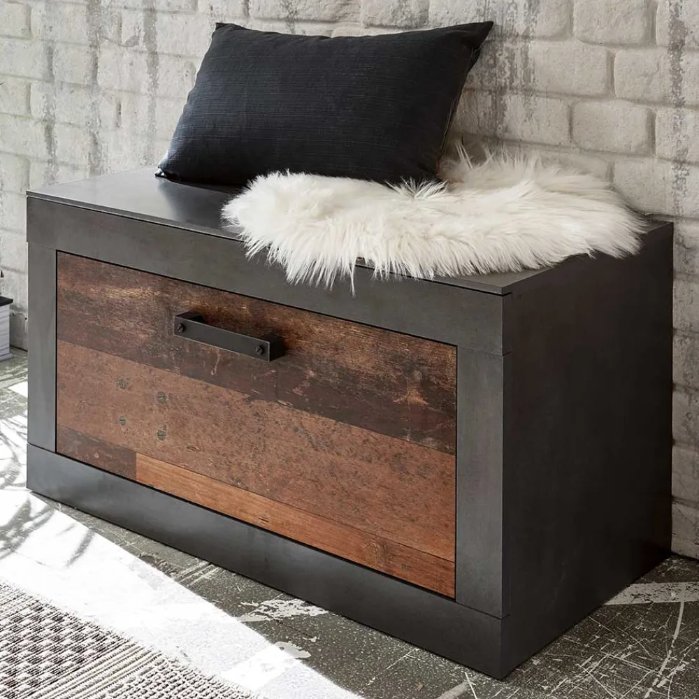 Wohnen Sitzbank<80x44x42 Dielenbank mit Klappe & Sockelgestell - Timuras