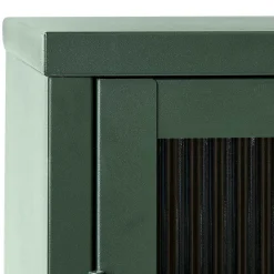 Wohnen Highboards|Vitrinen<110x140x40 Dunkelgrüne Highboard Vitrine aus Stahl - Estellos