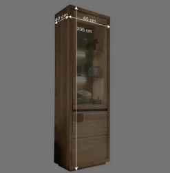 Wohnen Vitrinen<65x205x40 Echtholz Vitrine aus Wildeiche - Embleys