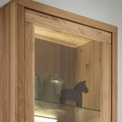 Wohnen Vitrinen<65x205x40 Echtholz Vitrine aus Wildeiche - Embleys