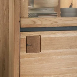 Wohnen Vitrinen<65x205x40 Echtholz Vitrine aus Wildeiche - Embleys