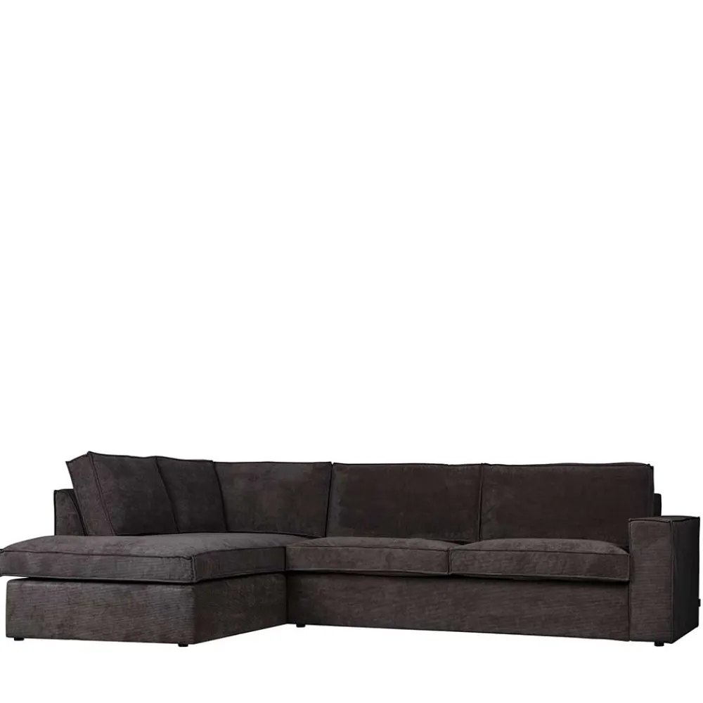 Wohnen Sofas<283x92x197 Eckcouch in Grau Cord Stoff - Olciano