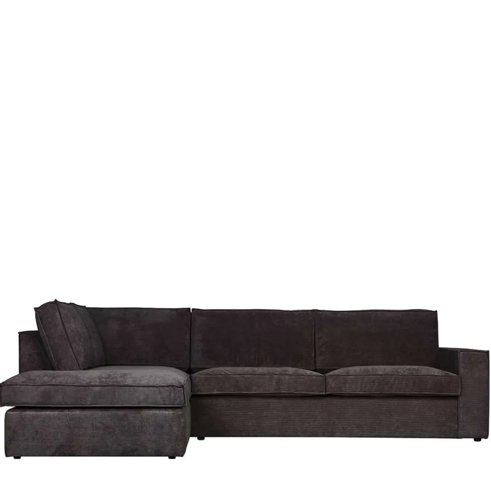 Wohnen Sofas<283x92x197 Eckcouch in Grau Cord Stoff - Olciano