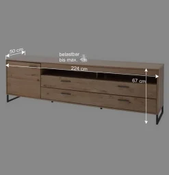 Wohnen Tv & Hifi-Möbel<224x67x50 Fernsehboard aus Eiche Massivholz - Assela