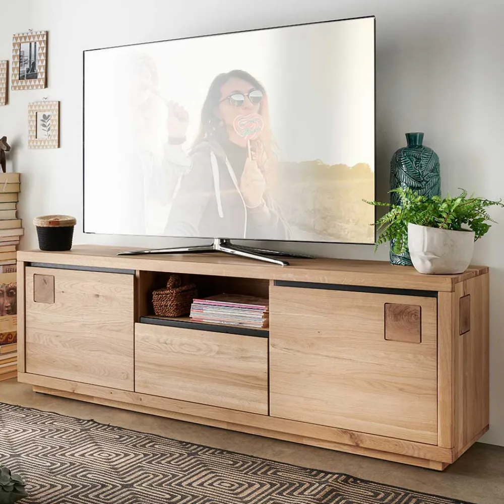 Wohnen Tv & Hifi-Möbel|Lowboards<170x56x40 Fernsehboard aus Wildeiche Massivholz - Embleys